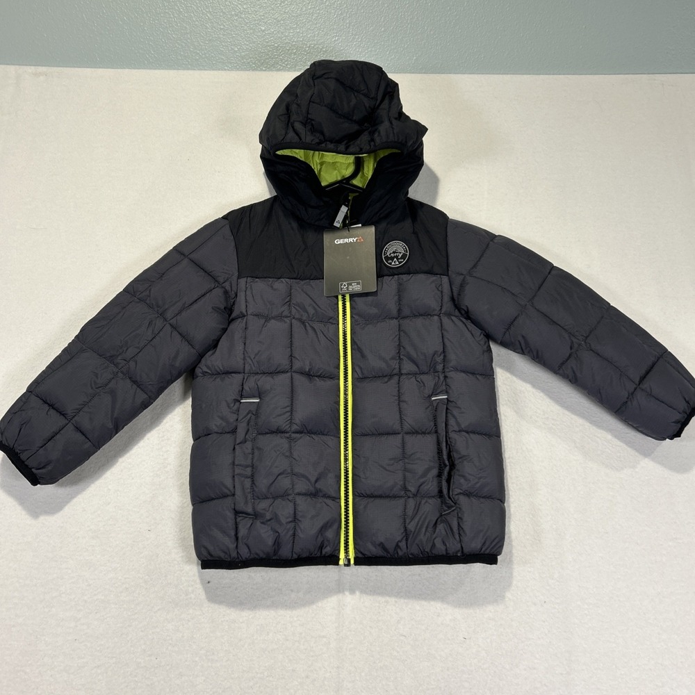 Gerry Boy's Torque Puffer Jacket Full Zip Lightweight Water Resistant Gray XS